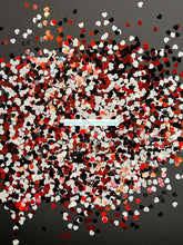 Load image into Gallery viewer, Black White &amp; Red Heart Glitter Mix
