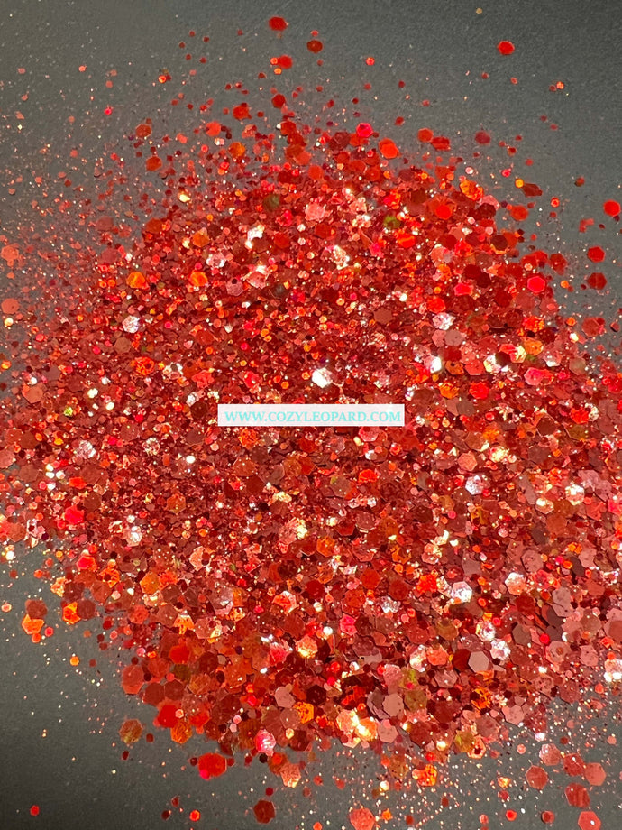 Fire Truck Red Holographic Chunky Mix Glitter