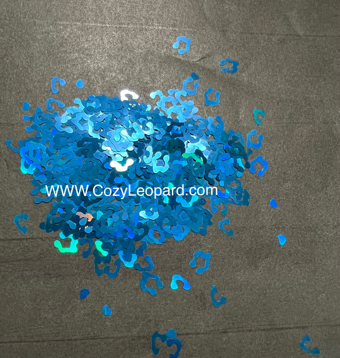 Cozy Leopard Custom Blue Holographic Leopard Mix Glitter